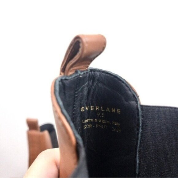 NWT Everlane The Italian Leather Square Toe Chelsea Boot 9.5 Peanut Heel Ankle - Picture 9 of 14